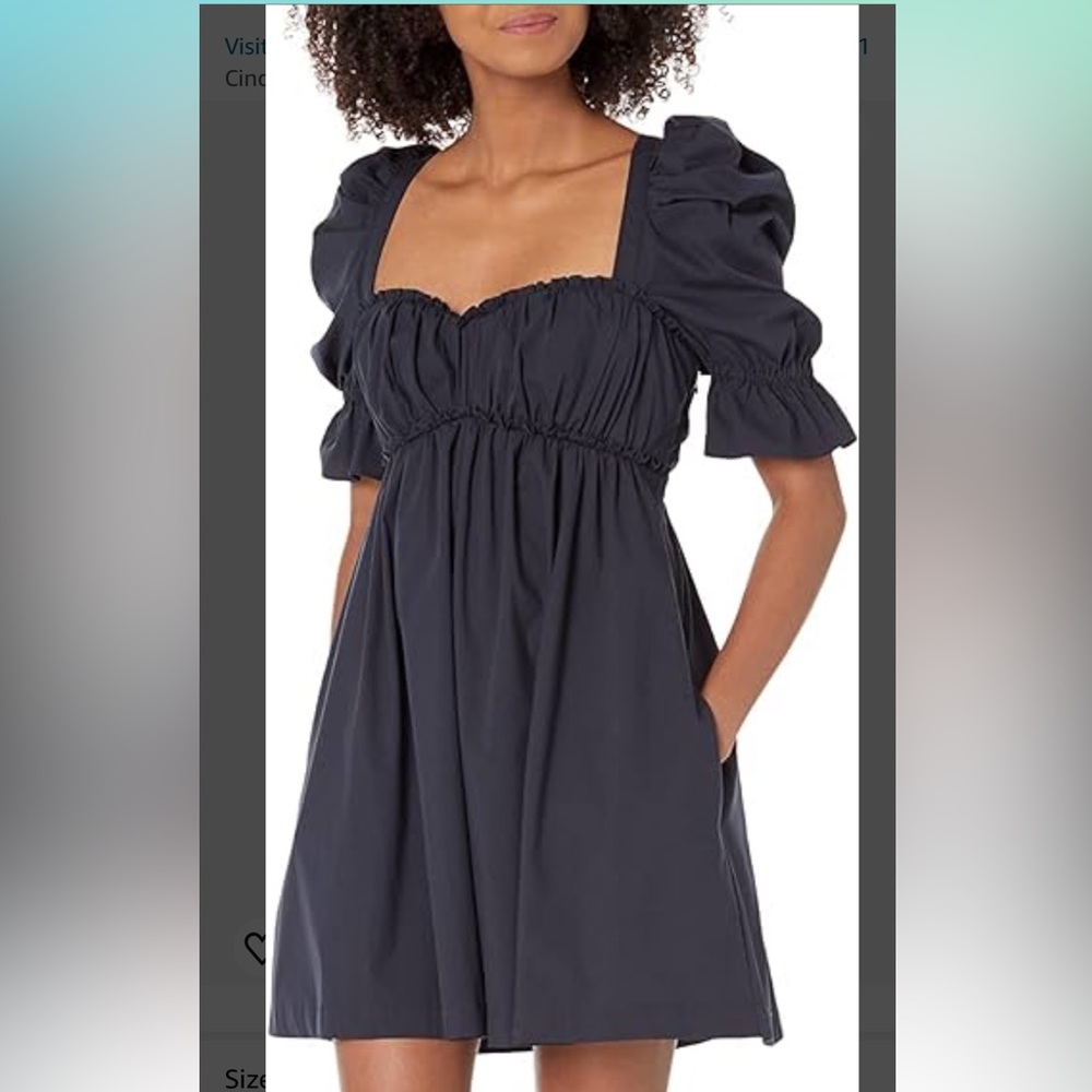 cinq a sept Navy Puff-Sleeve Smocked Mini Dress